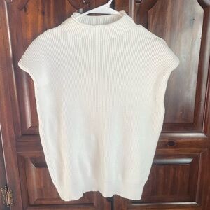White Ribbed Knit Sweater